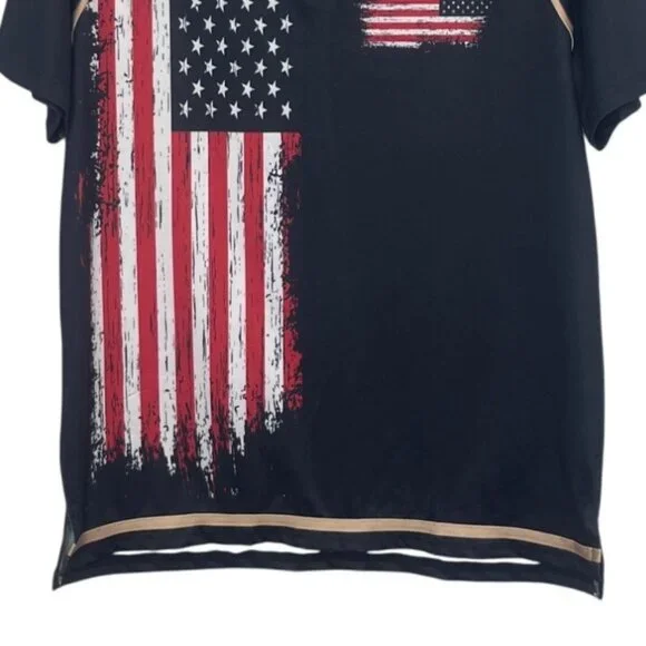 Mainfini Polo Shirt Mens Medium New WOT Blue American Flag Patriotic - Picture 4 of 7